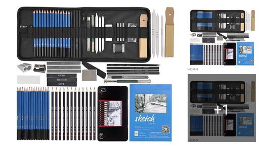 Corslet 47 Pieces Sketch Pencil Set Professional Drawing Sketching Pencil Art Drawing Graphite Pencil With Sketch Kit and Drawing Pencils and Professional Sketch Pencils Set Includes Graphite Pencils, Charcoal Pencils, Charcoal Sticks, Graphite Sticks, Paper Erasable Pen, Sandpaper,