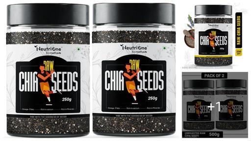 NeutriOne Chia Seeds - Omega-3 Rich, High Fiber Superfood for Energy & Weight Loss Management - 500gm"